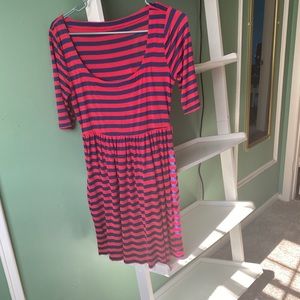 pink & navy blue sleeve dress